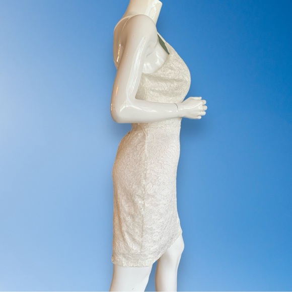 EMERALD SUNDAE WHITE LACE BACK BODYCON PARTY DRESS. JUNIOR’S SIZE LARGE - Picture 4 of 10